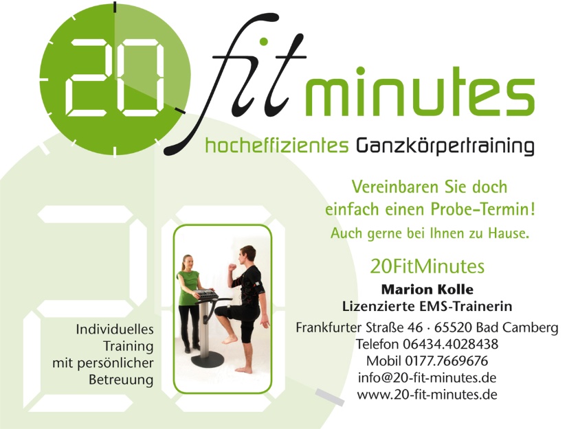 20-fit-minutes, Marion Kolle, EMS, Bad Camberg, Training, persönliche Betreuung,